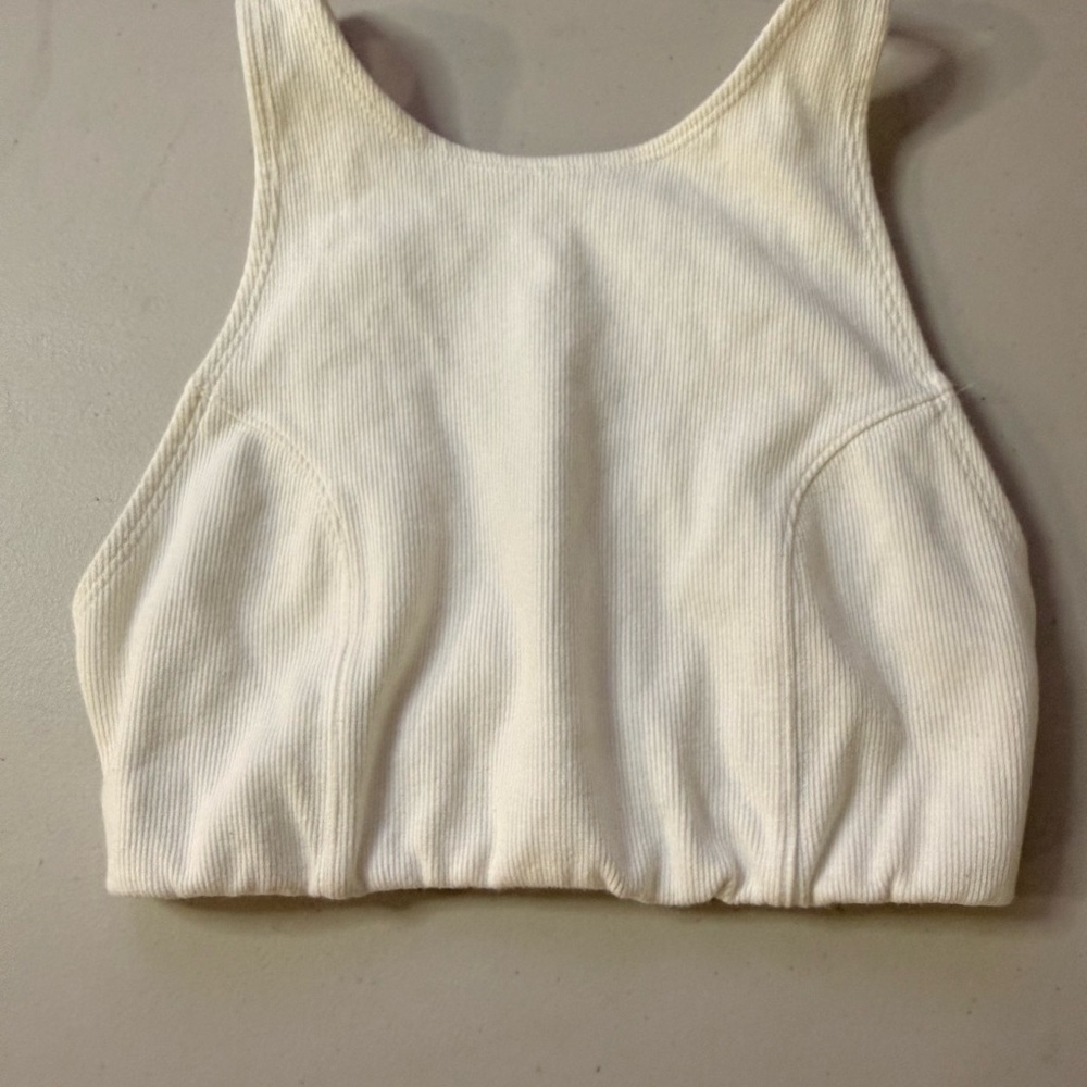 FP Movement by Free People Cream Ribbed Tank Top